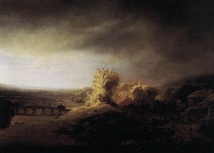 Rembrandt Peale Landscape with a Long Arched Bridge